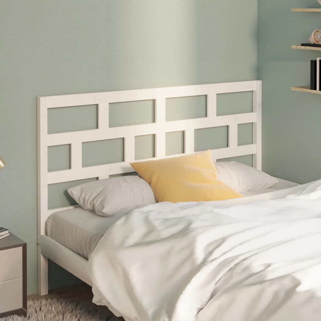 Bed Headboard White 156x4x100 cm Solid Wood Pine