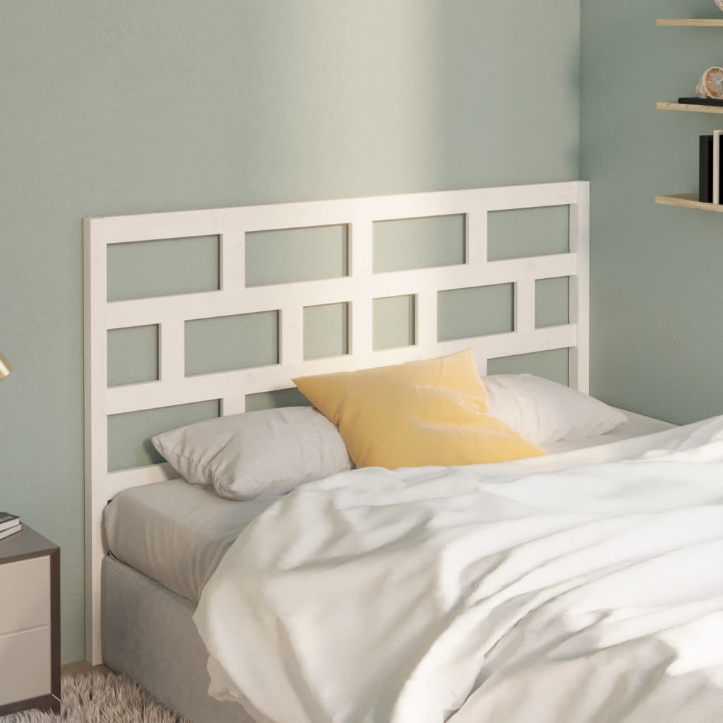 Bed Headboard White 156x4x100 cm Solid Wood Pine
