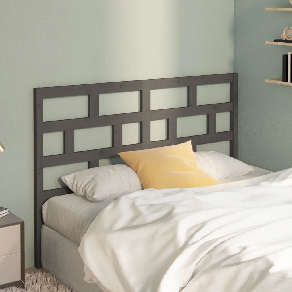 Bed Headboard Grey 156x4x100 cm Solid Wood Pine