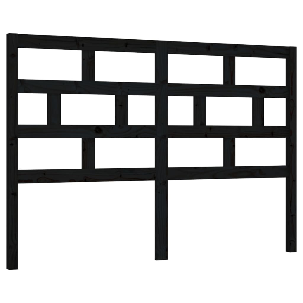 Bed Headboard Black 166x4x100 cm Solid Wood Pine