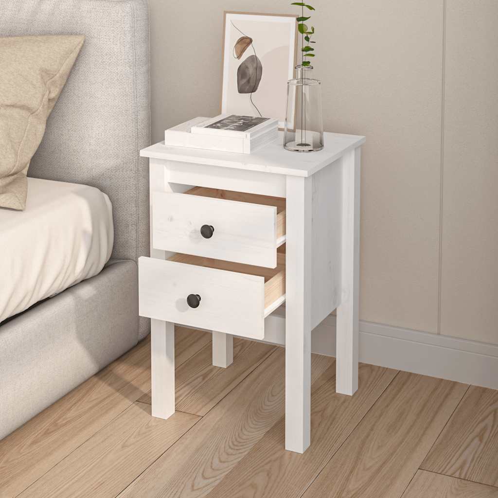 Bedside Cabinets 2 pcs White 40x35x61.5 cm Solid Wood Pine