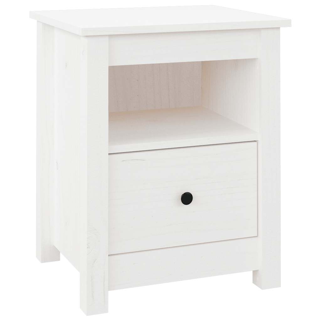Bedside Cabinet White 40x35x49 cm Solid Wood Pine