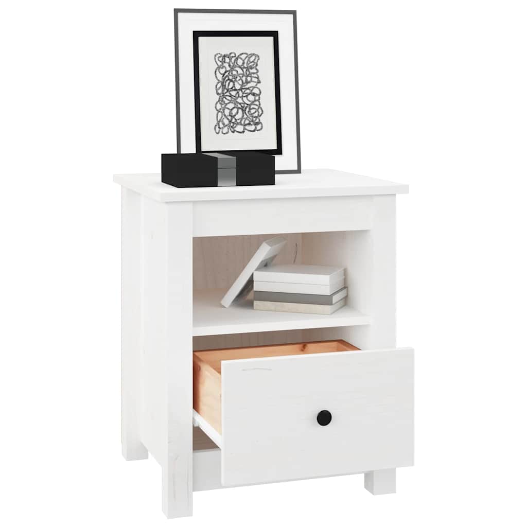 Bedside Cabinet White 40x35x49 cm Solid Wood Pine