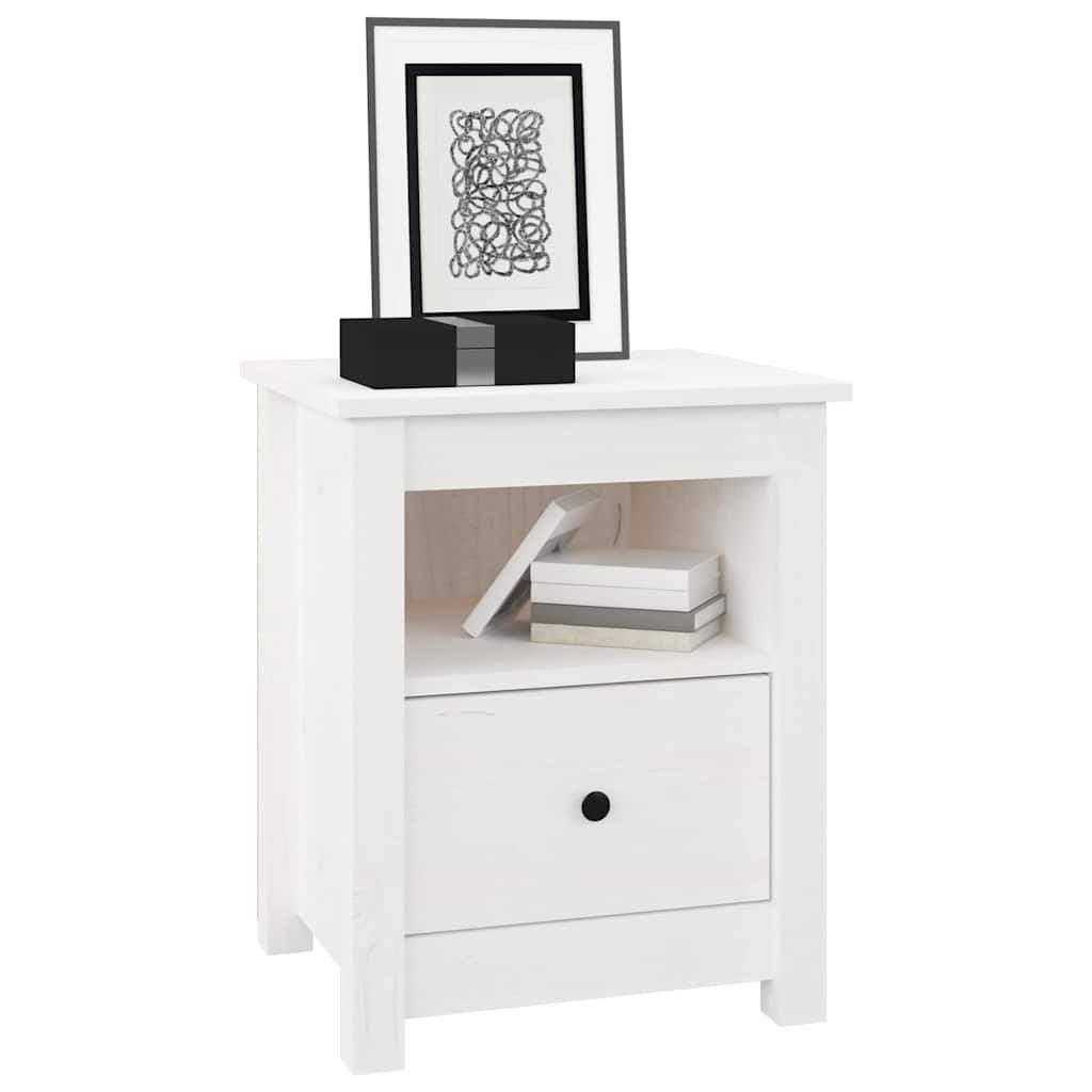 Bedside Cabinet White 40x35x49 cm Solid Wood Pine