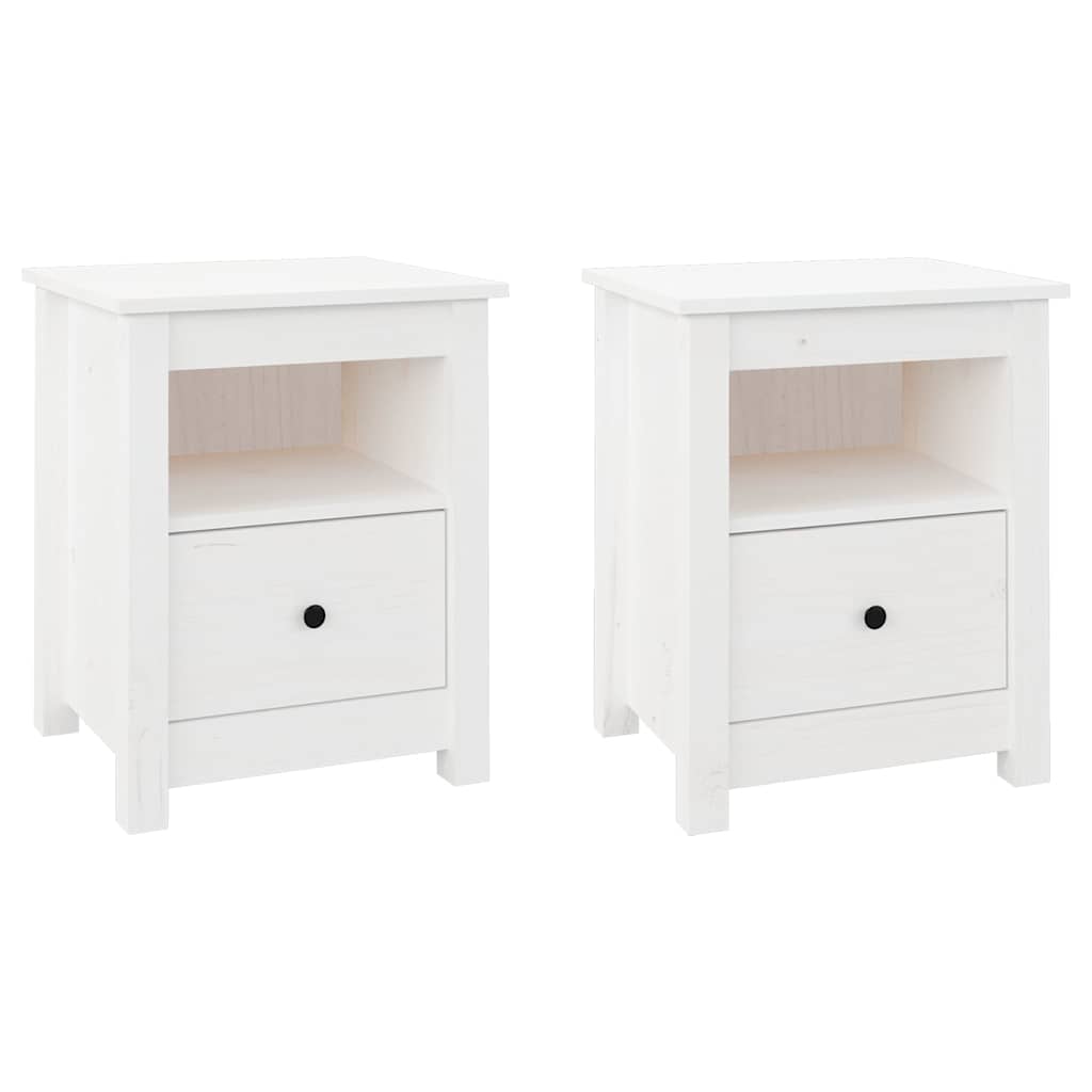 Bedside Cabinets 2 pcs White 40x35x49 cm Solid Wood Pine