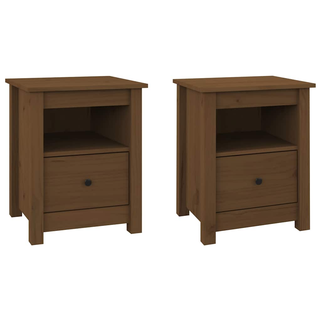 Bedside Cabinets 2 pcs Honey Brown 40x35x49 cm Solid Wood Pine