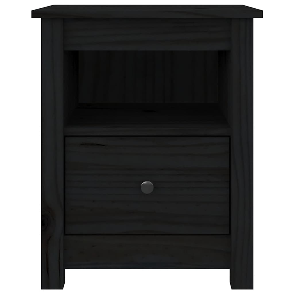 Bedside Cabinet Black 40x35x49 cm Solid Wood Pine
