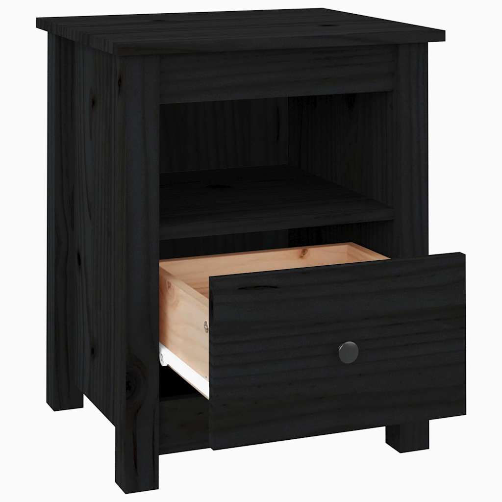 Bedside Cabinet Black 40x35x49 cm Solid Wood Pine