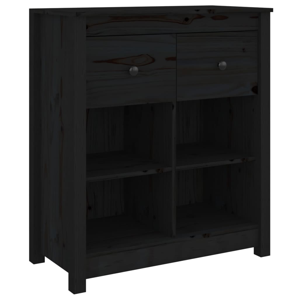 Sideboard Black 70x35x80 cm Solid Wood Pine