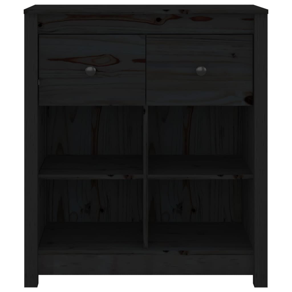 Sideboard Black 70x35x80 cm Solid Wood Pine
