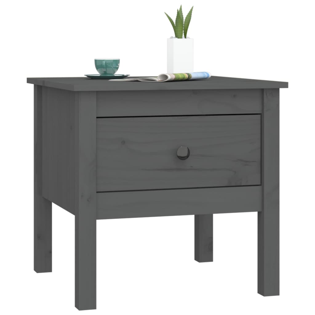 Side Table Grey 50x50x49 cm Solid Wood Pine