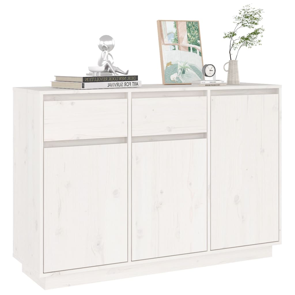Sideboard White 110x34x75 cm Solid Wood Pine
