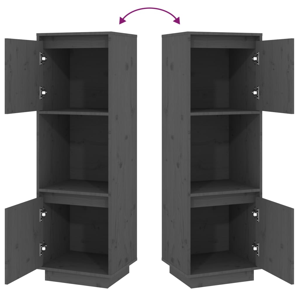 Highboard Grey 38x35x117 cm Solid Wood Pine