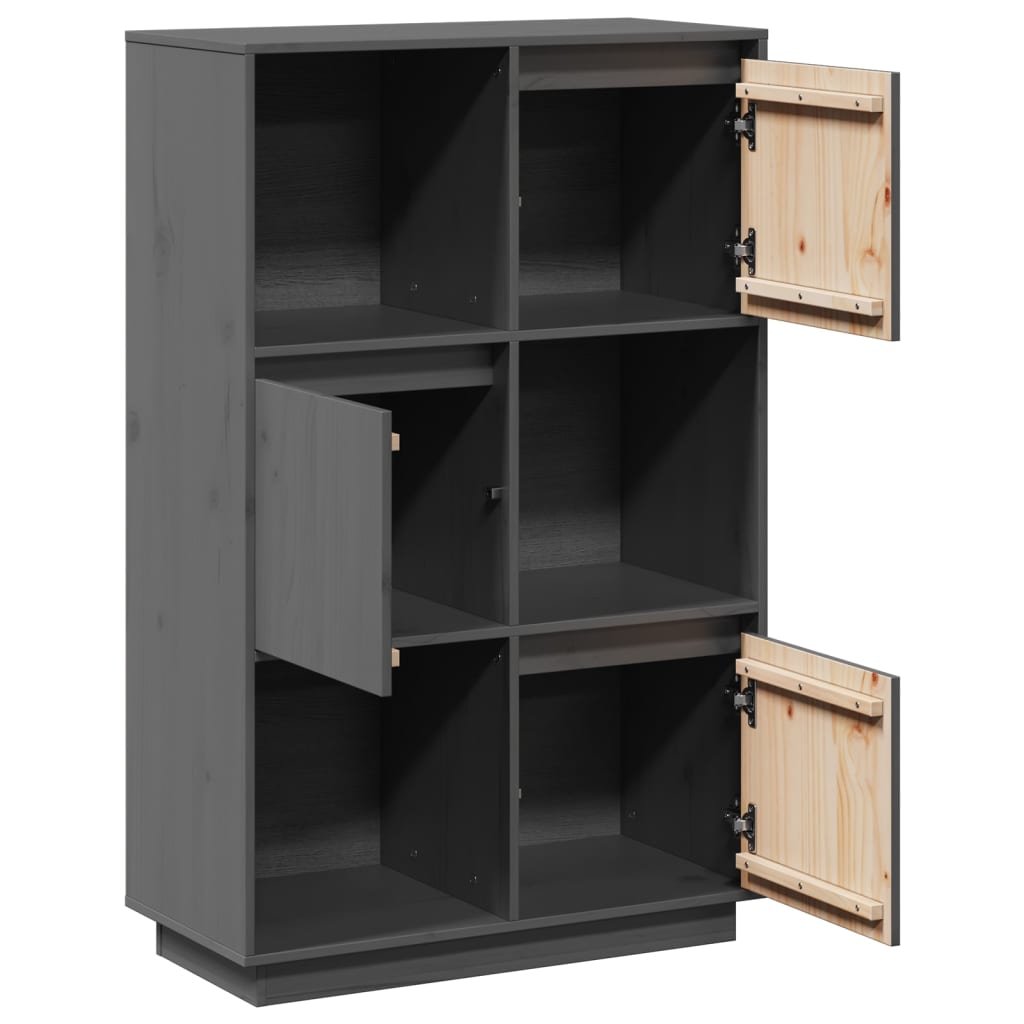 Highboard Grey 74x35x117 cm Solid Wood Pine