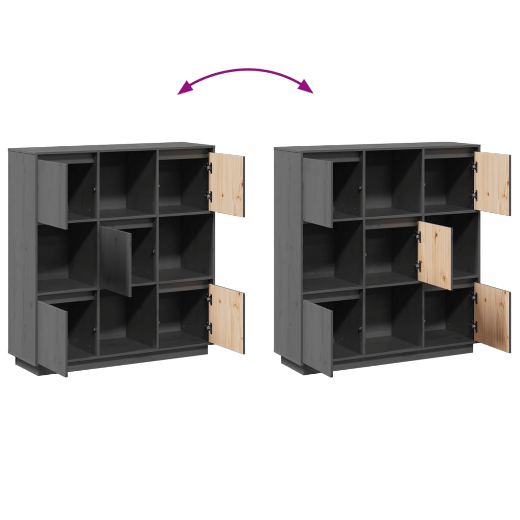 Highboard Grey 110.5x35x117 cm Solid Wood Pine