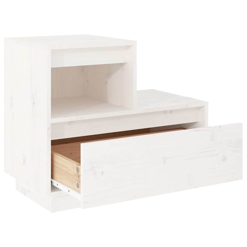 Bedside Cabinet White 60x34x51 cm Solid Wood Pine