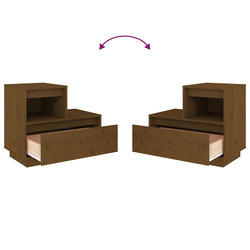 Bedside Cabinets 2 pcs Honey Brown 60x34x51 cm Solid Wood Pine
