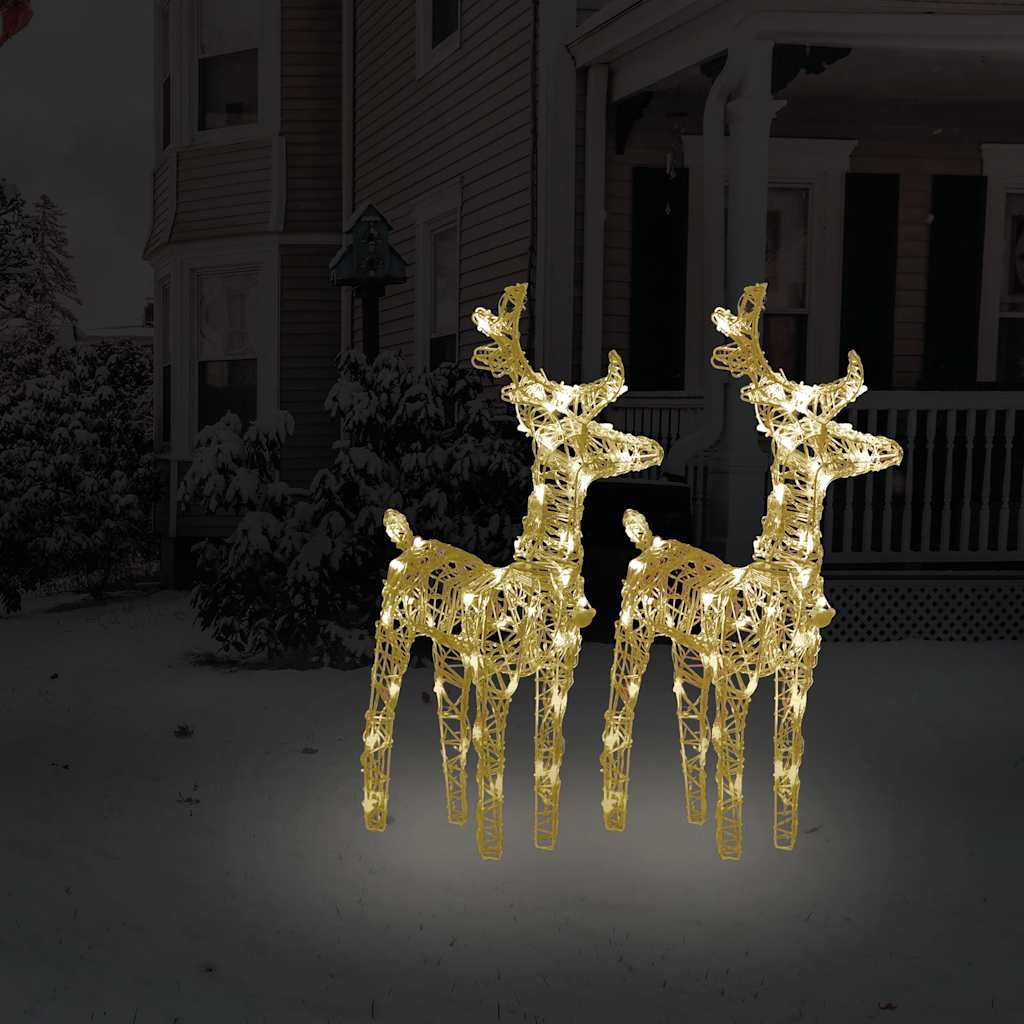 Christmas Reindeers 2 pcs Warm White 80 LEDs Acrylic