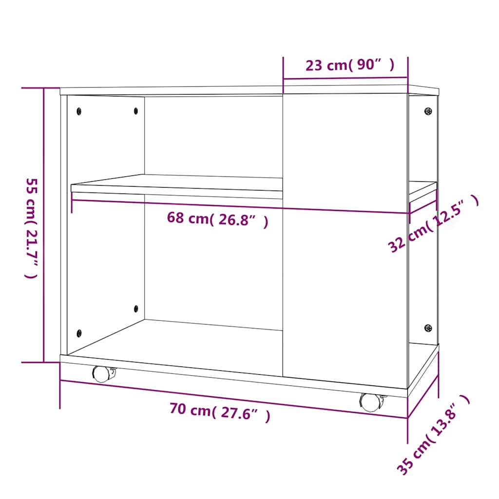 Side Table Smoked Oak 70x35x55 cm Engineered Wood