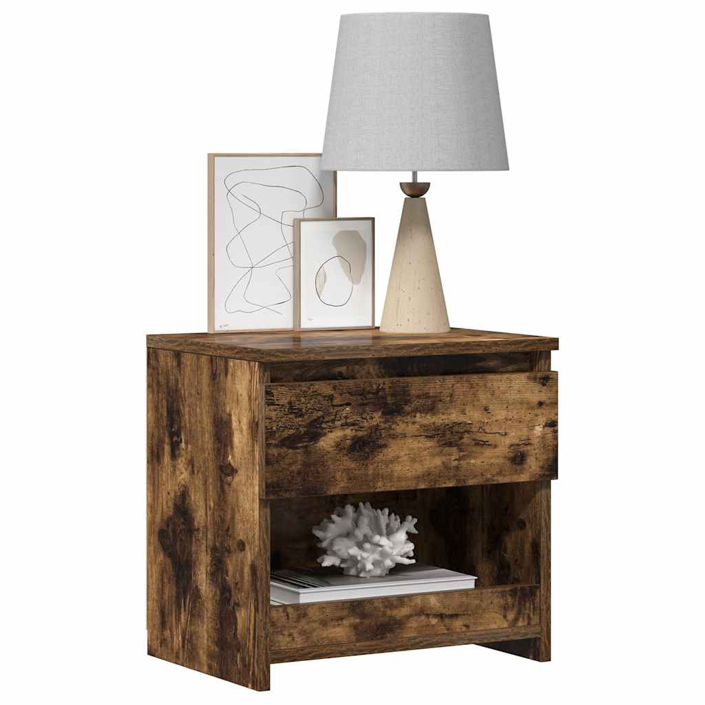 Bedside Cabinet Smoked Oak 40x30x39 cm Engineered Wood