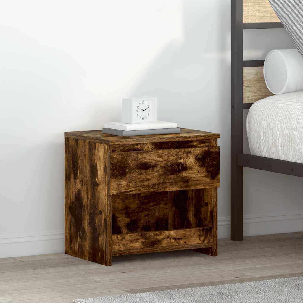 Bedside Cabinet Smoked Oak 40x30x39 cm Engineered Wood