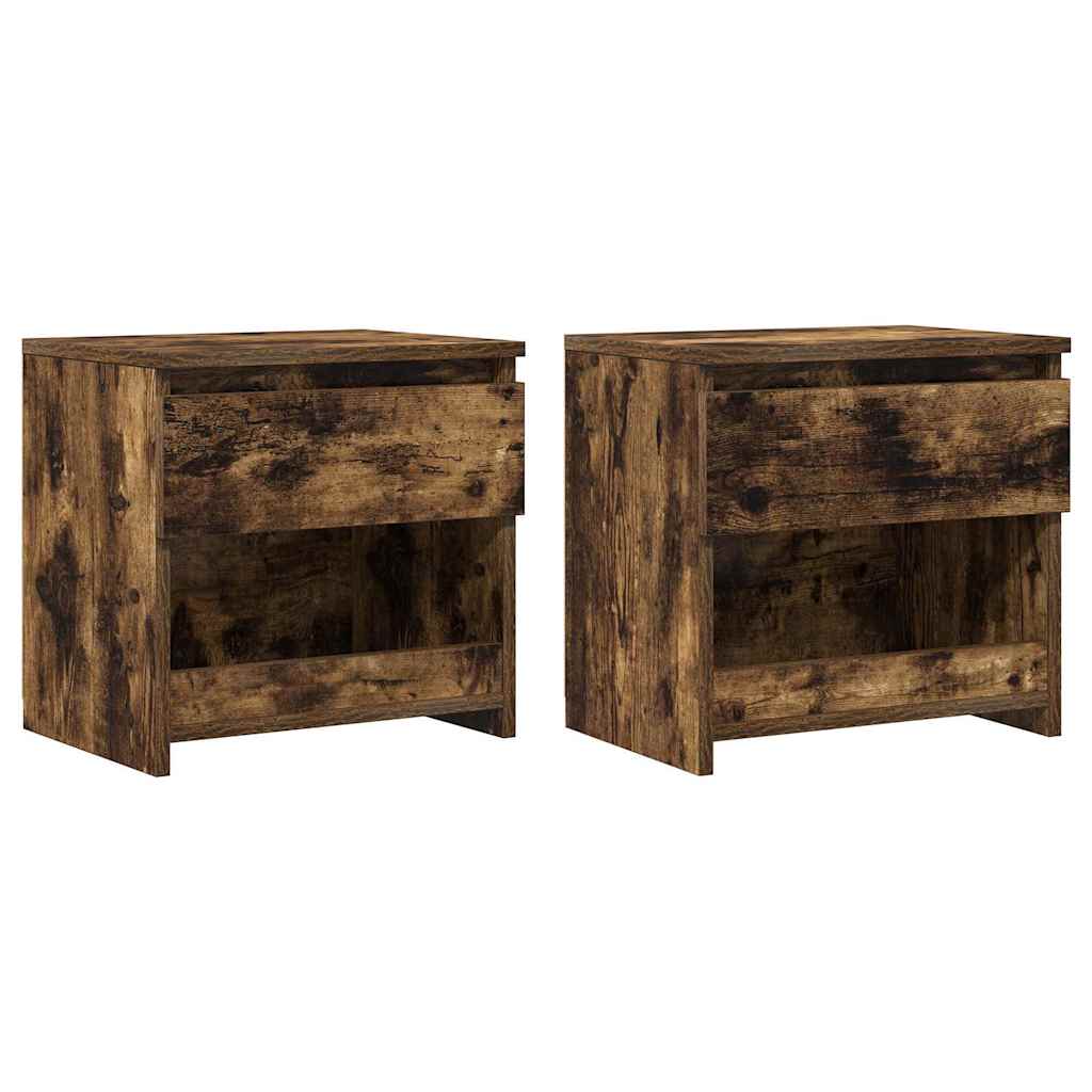 Bedside Cabinets 2 pcs Smoked Oak 40x30x39 cm Engineered Wood