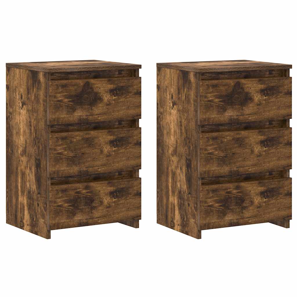Bed Cabinets 2 pcs Smoked Oak 40x35x62.5 cm Engineered Wood