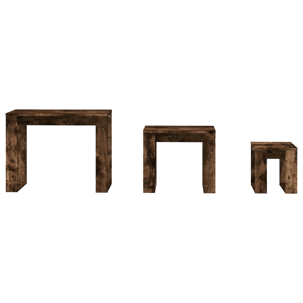 Nesting Tables 3 pcs Smoked Oak Engineered Wood