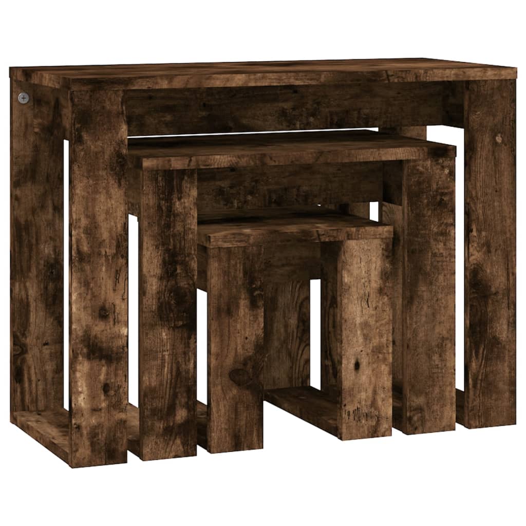 Nesting Tables 3 pcs Smoked Oak Engineered Wood