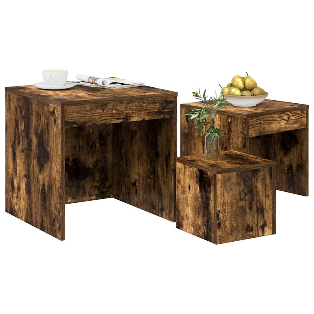 Nesting Tables 3 pcs Smoked Oak Engineered Wood