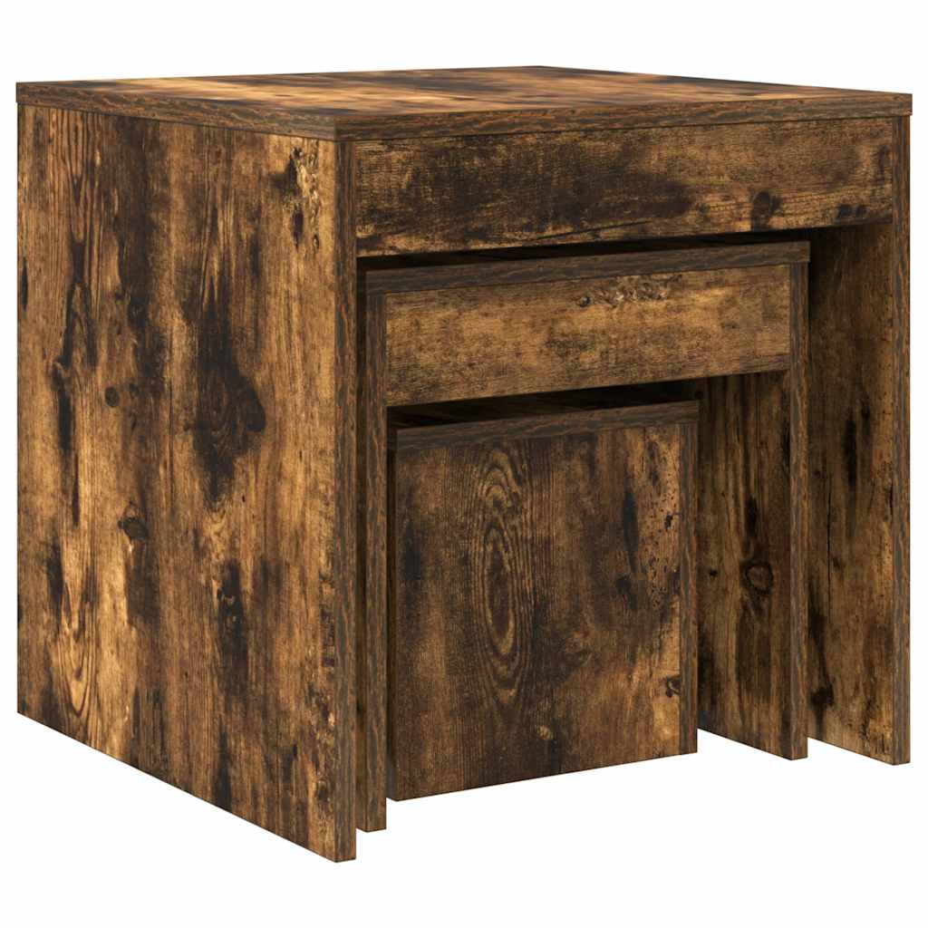 Nesting Tables 3 pcs Smoked Oak Engineered Wood