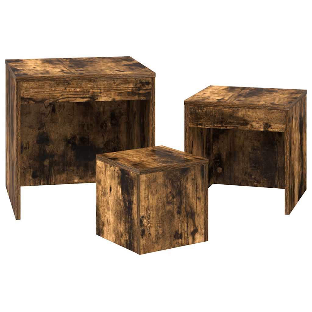 Nesting Tables 3 pcs Smoked Oak Engineered Wood