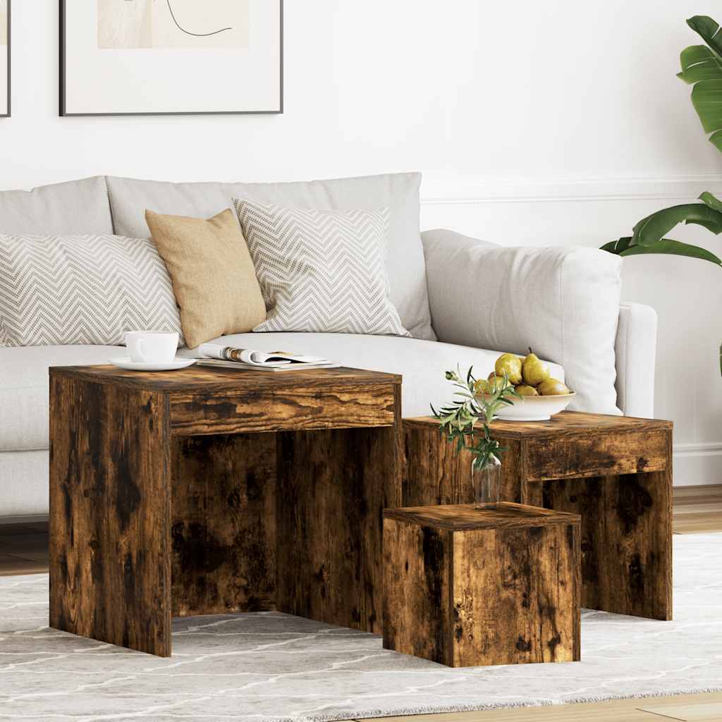 Nesting Tables 3 pcs Smoked Oak Engineered Wood