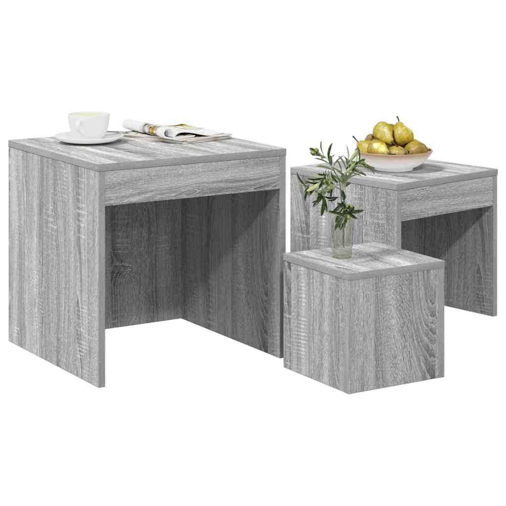 Nesting Tables 3 pcs Grey Sonoma Engineered Wood