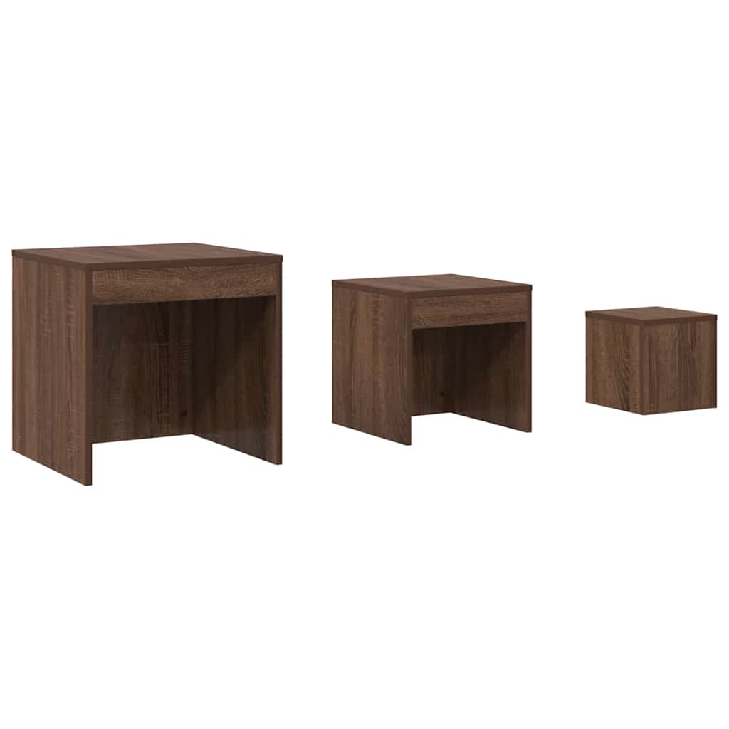 Nesting Tables 3 pcs Brown Oak Engineered Wood