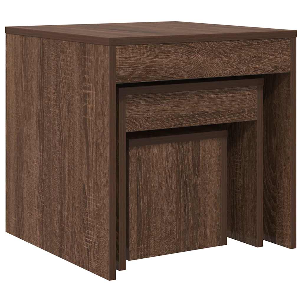 Nesting Tables 3 pcs Brown Oak Engineered Wood