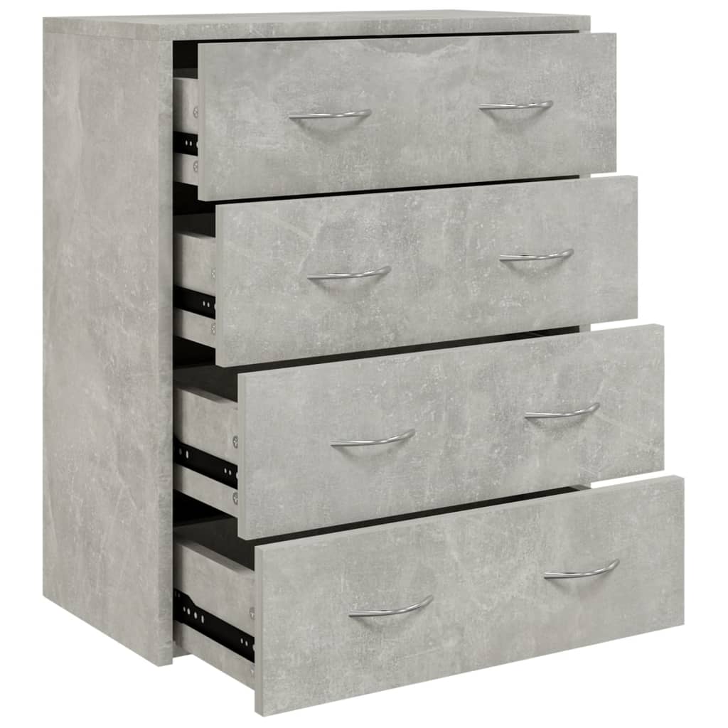 Sideboard with 4 Drawers 60x30.5x71 cm Concrete Grey
