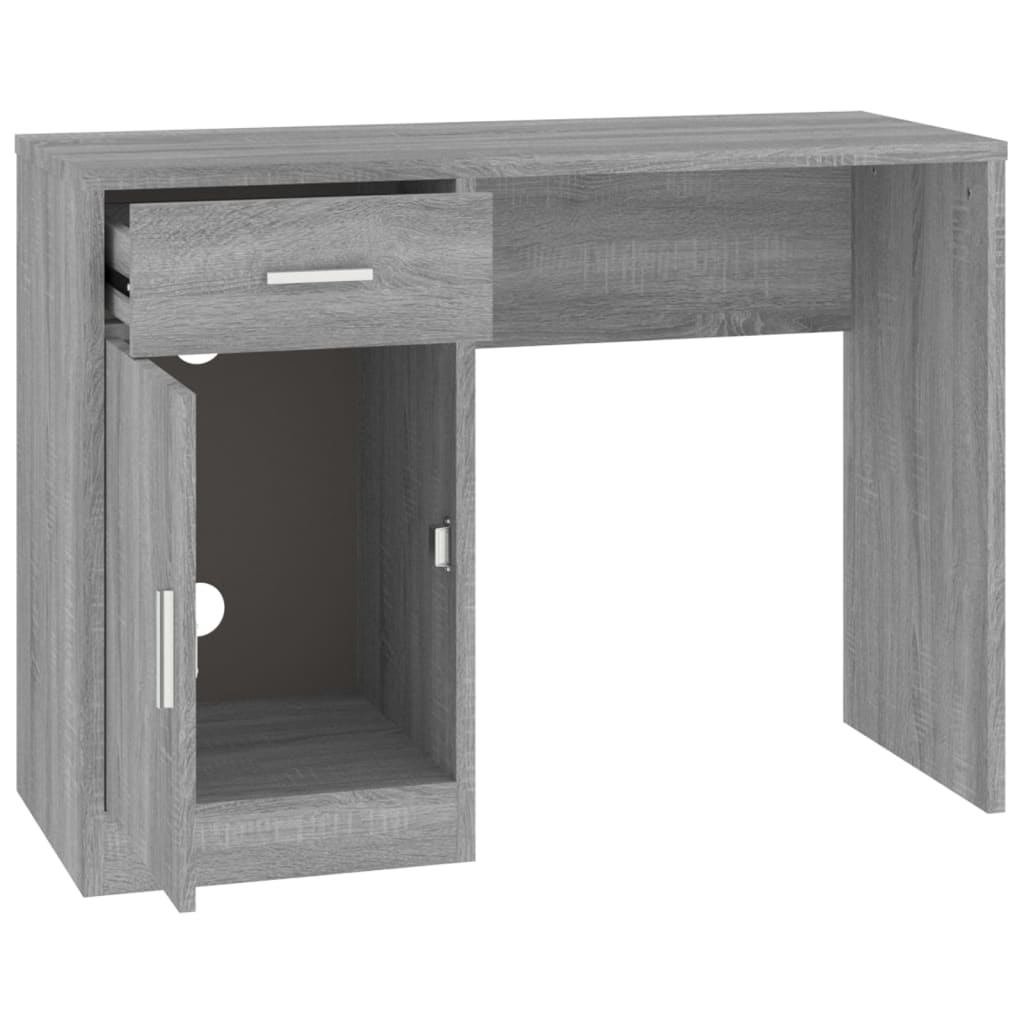 Desk with Drawer&Cabinet Grey Sonoma 100x40x73 cm Engineered Wood