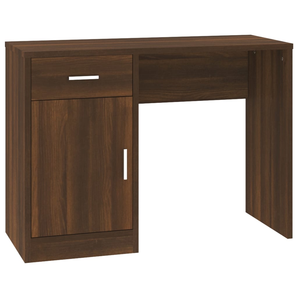 Desk with Drawer&Cabinet Brown Oak 100x40x73 cm Engineered Wood