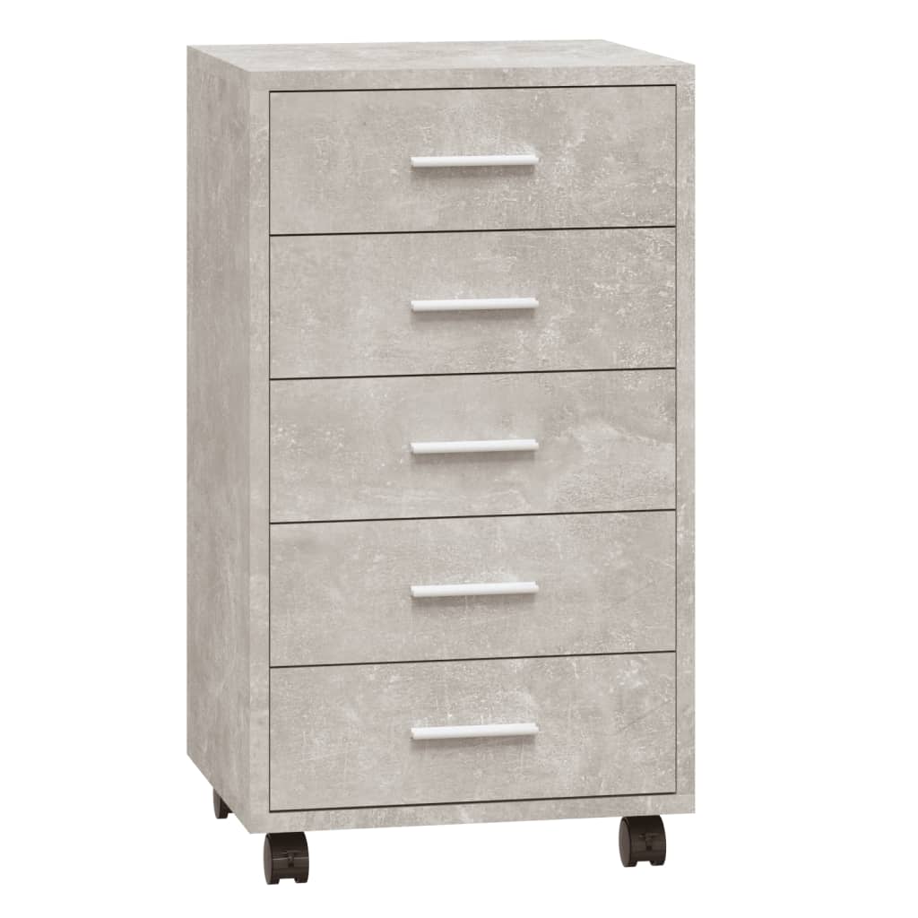 Drawer Cabinet with Castors Concrete Grey Engineered Wood