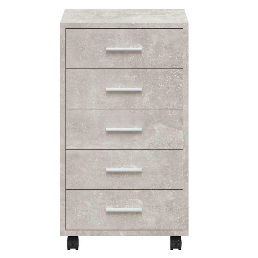 Drawer Cabinet with Castors Concrete Grey Engineered Wood