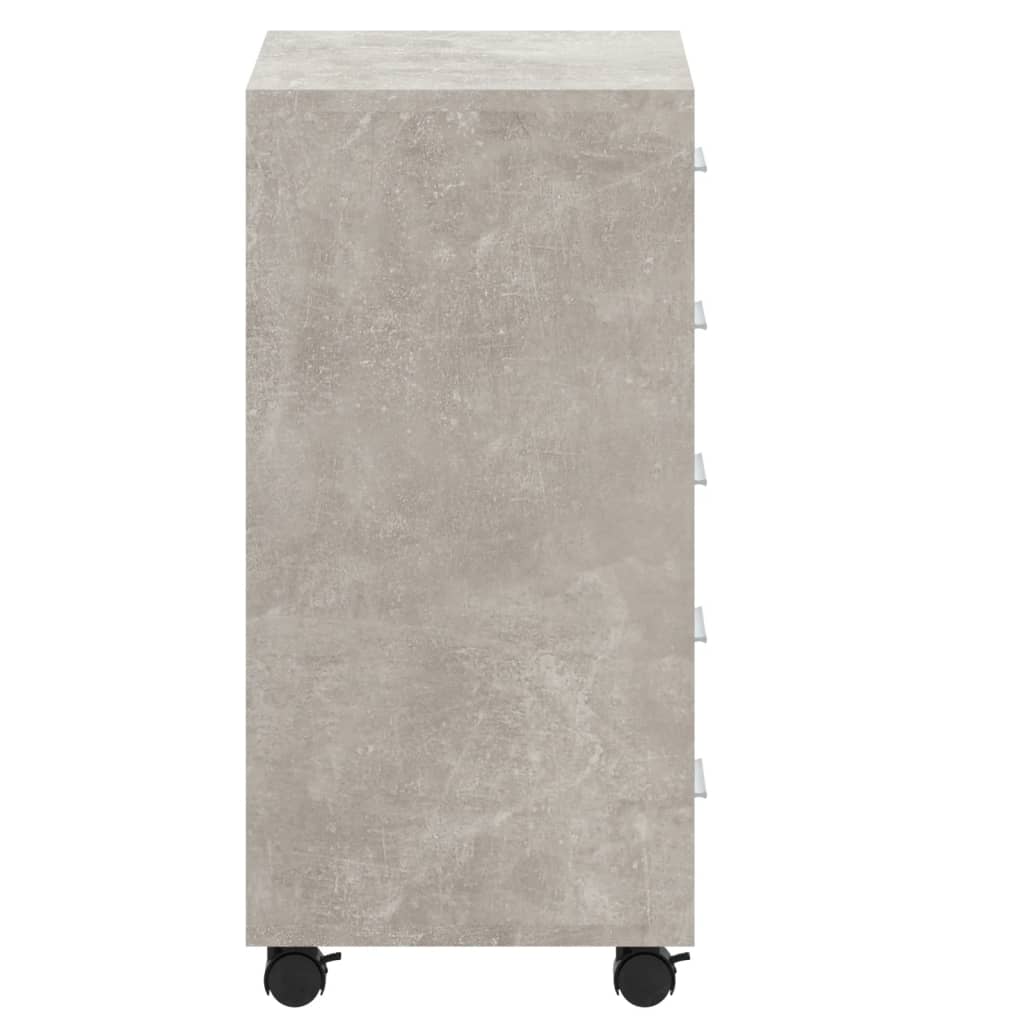 Drawer Cabinet with Castors Concrete Grey Engineered Wood