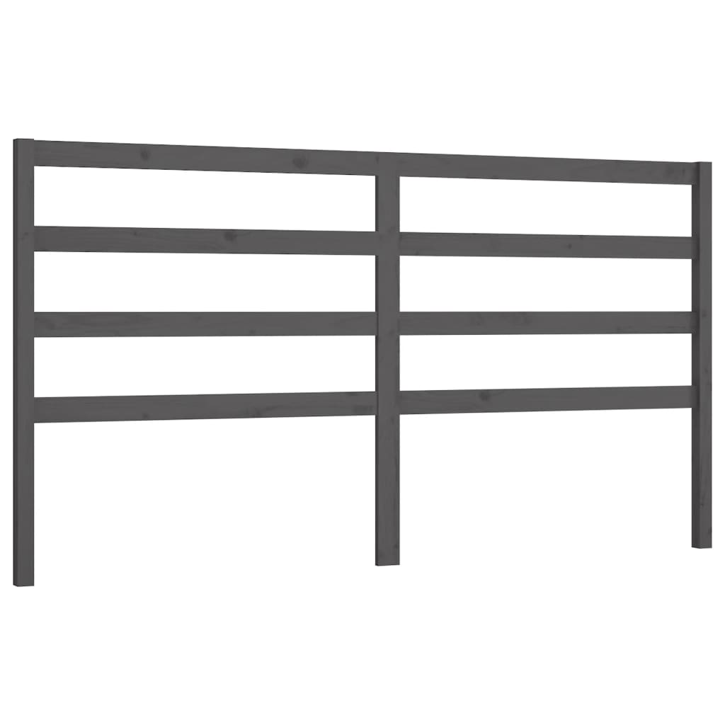 Bed Headboard Grey 206x4x100 cm Solid Wood Pine