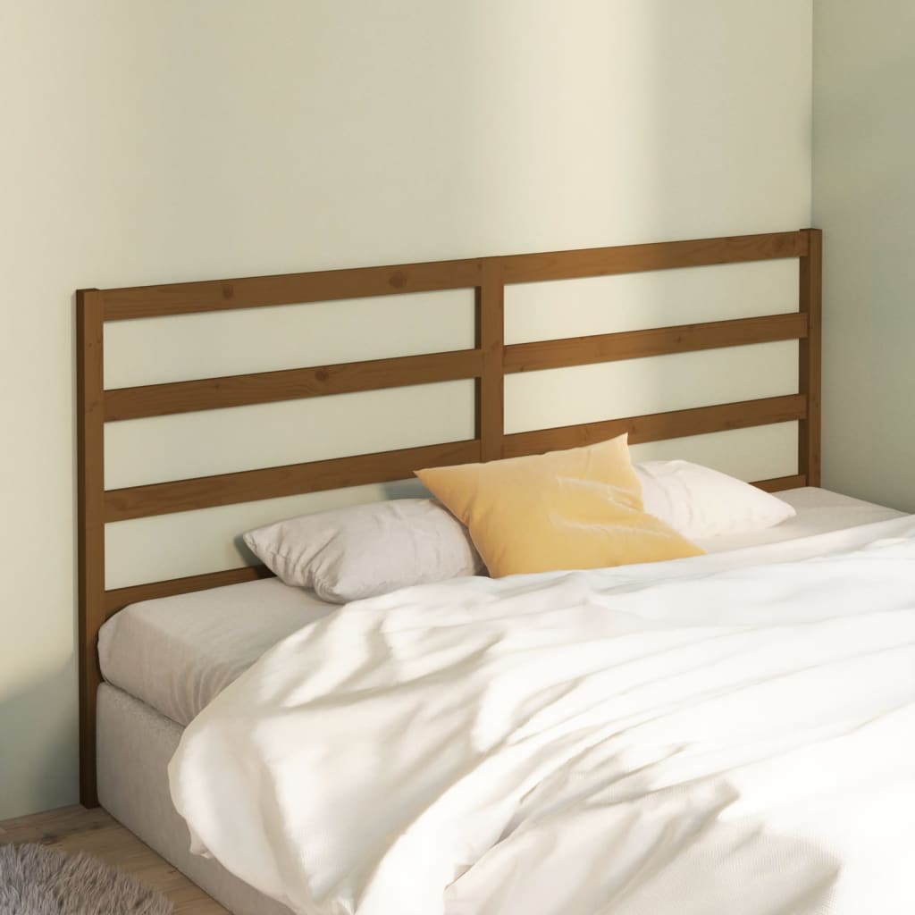 Bed Headboard Honey Brown 206x4x100 cm Solid Wood Pine