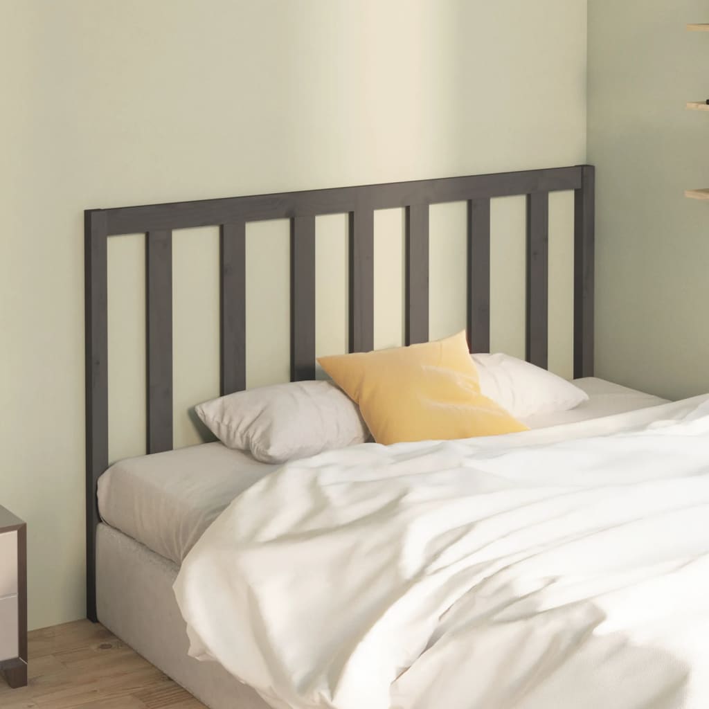 Bed Headboard Grey 126x4x100 cm Solid Wood Pine