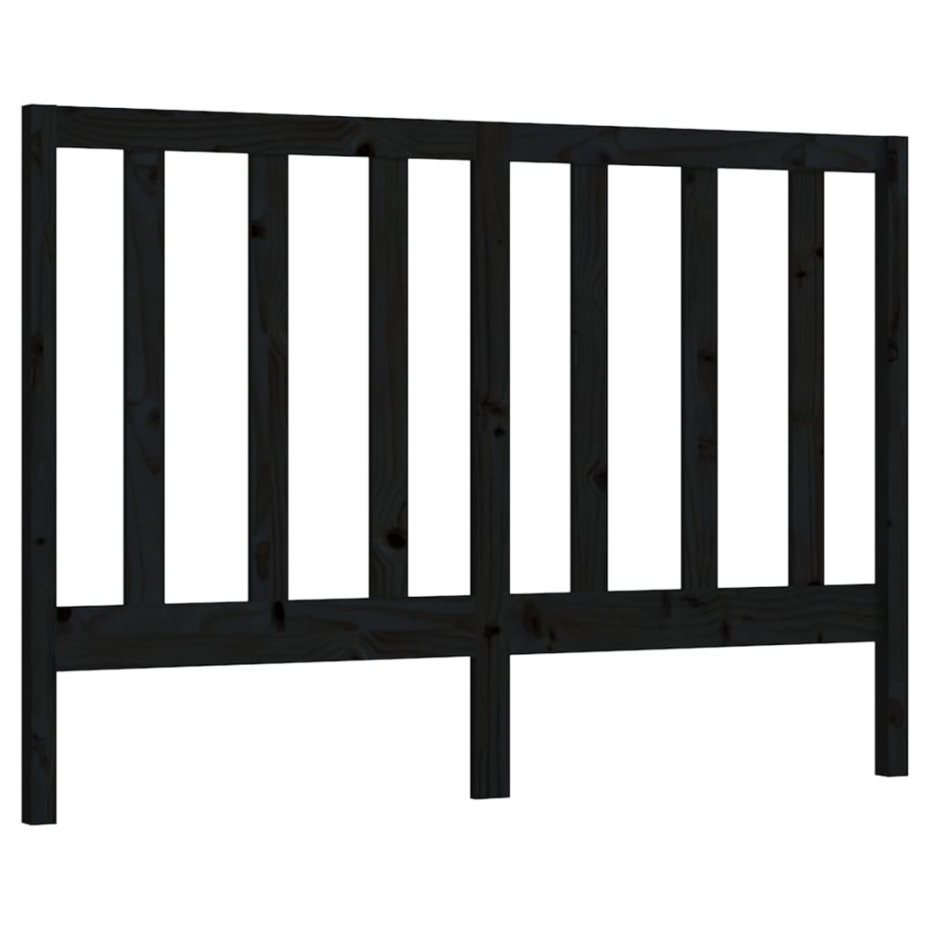 Bed Headboard Black 146x4x100 cm Solid Wood Pine