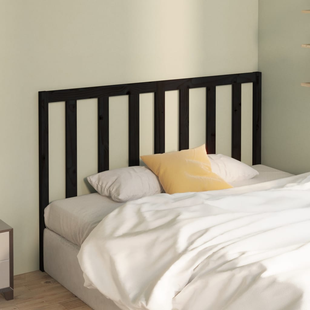Bed Headboard Black 166x4x100 cm Solid Wood Pine