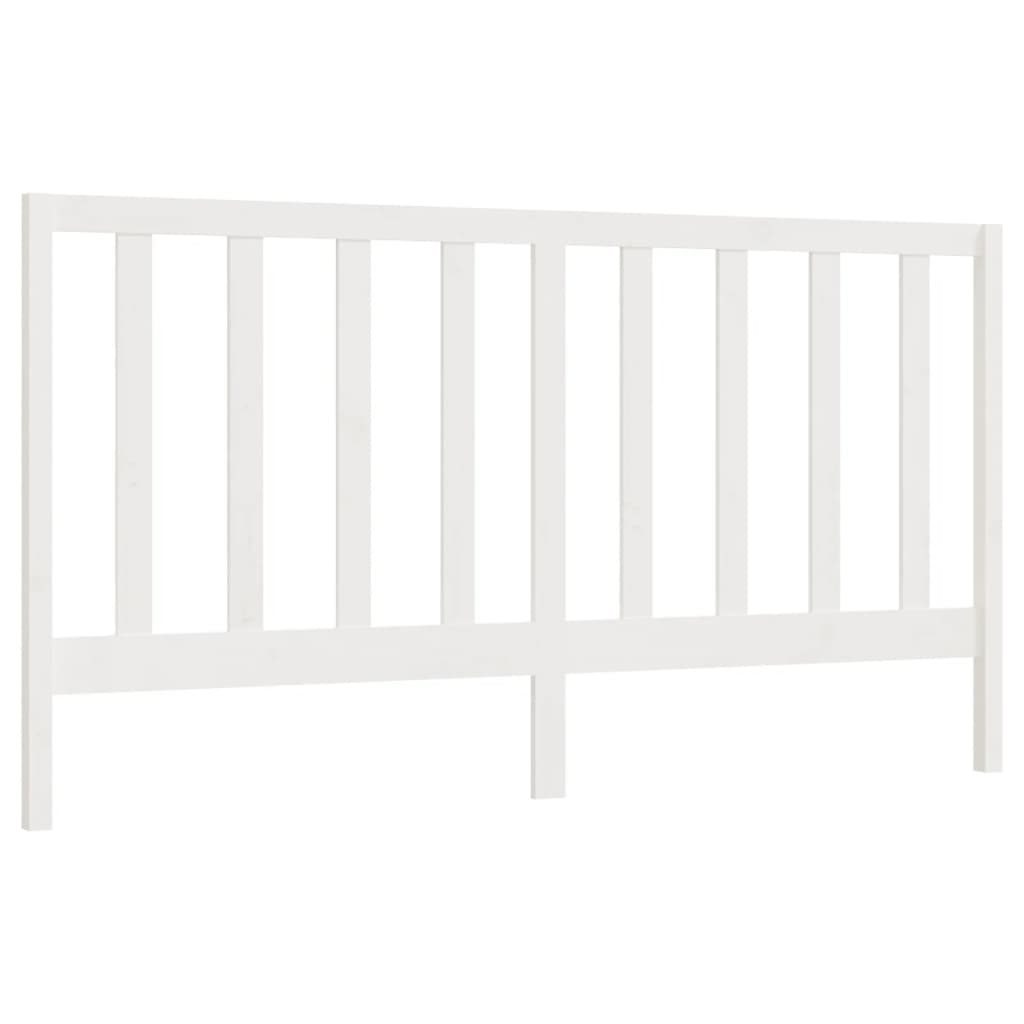 Bed Headboard White 206x4x100 cm Solid Wood Pine