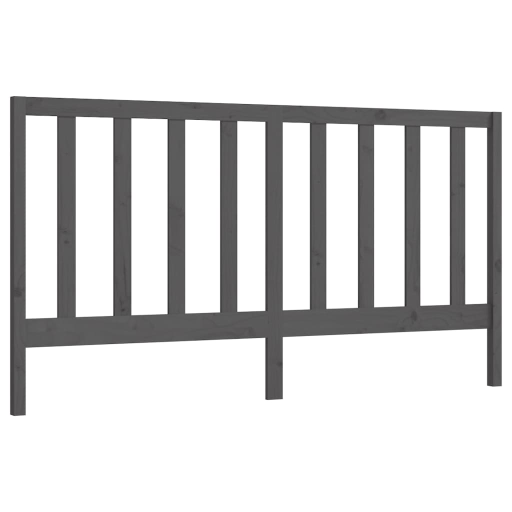Bed Headboard Grey 206x4x100 cm Solid Wood Pine