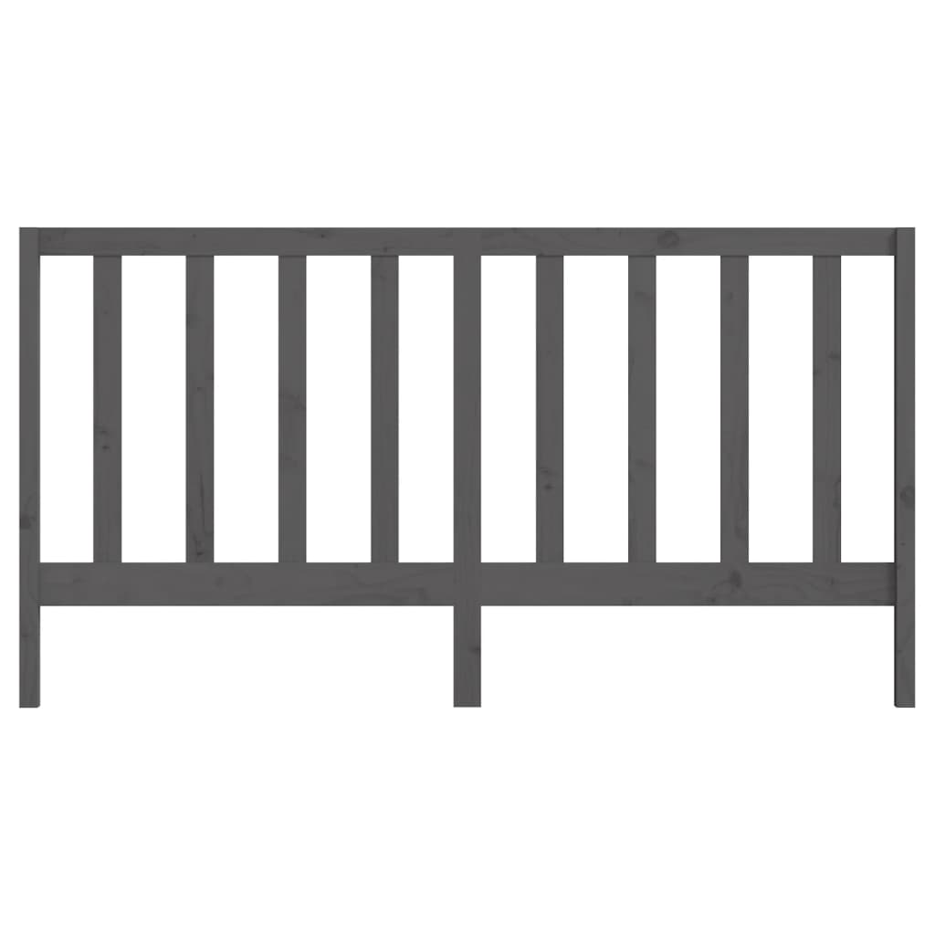Bed Headboard Grey 206x4x100 cm Solid Wood Pine
